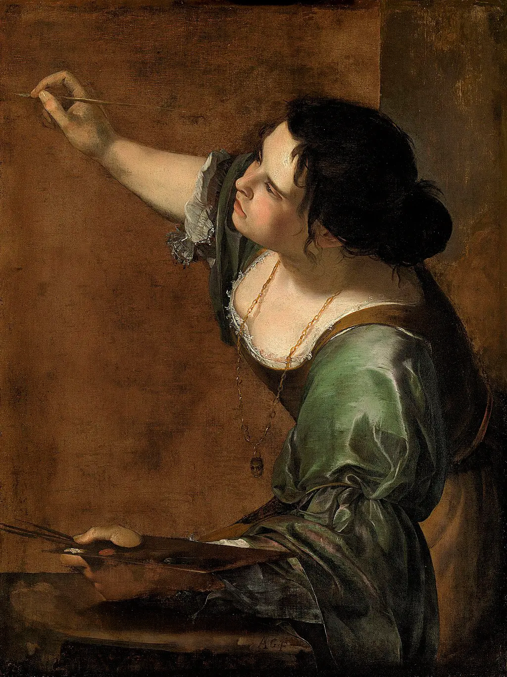 Self-Portrait as the Allegory of Painting in Detail Artemisia Gentileschi